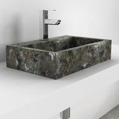 Shafna Celestia Blue Quartzite Vessel Sink, countertop hero lifestyle view