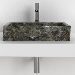 Shafna Celestia Blue Quartzite Vessel Sink, overall shape and side profile