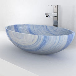 Shabin Azura Blue Quartzite Vessel Sink, second countertop lifestyle setting