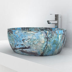 Shaden Danube Blue Quartzite Vessel Sink, countertop hero lifestyle view