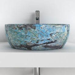 Shaden Danube Blue Quartzite Vessel Sink, overall shape and side profile