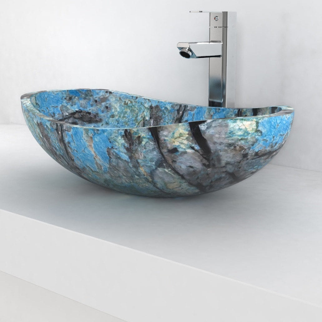 Spirit Danube Blue Quartzite Vessel Sink, countertop hero lifestyle view