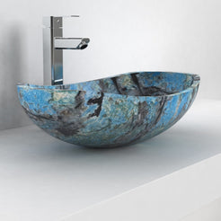 Spirit Danube Blue Quartzite Vessel Sink, second countertop lifestyle setting