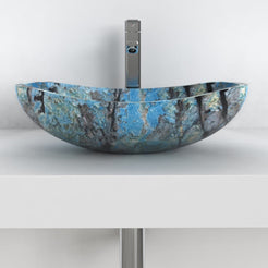 Spirit Danube Blue Quartzite Vessel Sink, overall shape and side profile