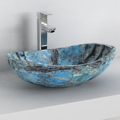 Spirit Danube Blue Quartzite Vessel Sink, interior, rim and material detail