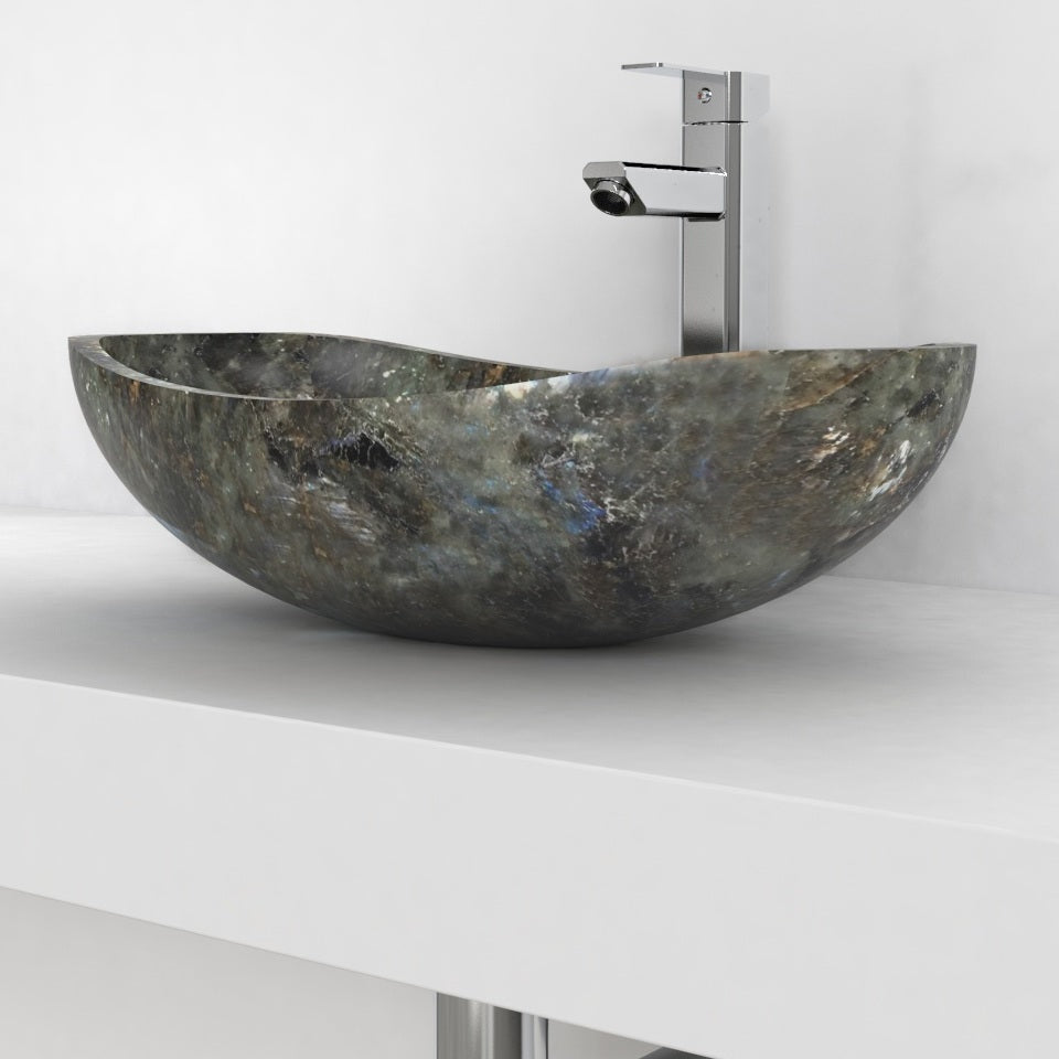 Spirit Celestia Blue Quartzite Vessel Sink, second countertop lifestyle setting