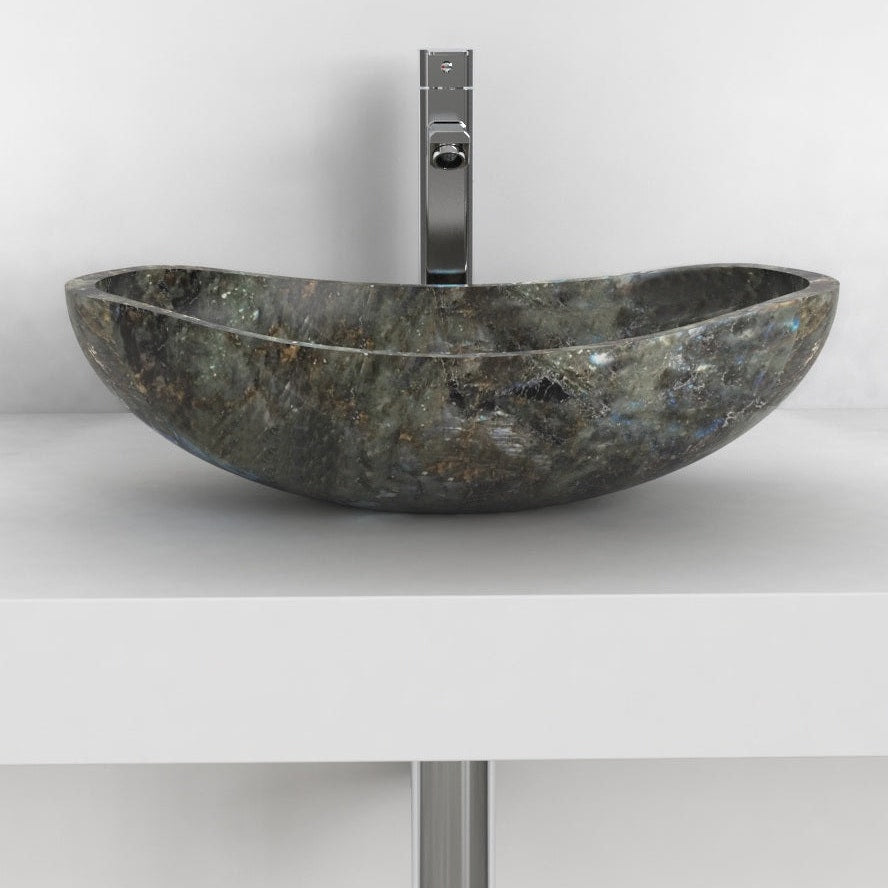 Spirit Celestia Blue Quartzite Vessel Sink, overall shape and side profile