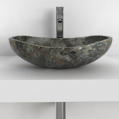 Spirit Celestia Blue Quartzite Vessel Sink, overall shape and side profile
