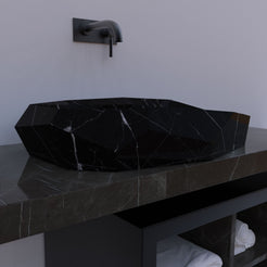 Sreya Portoro Marble Vessel Sink, overall shape and side profile