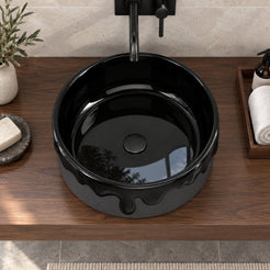 Stacy Neroco Stone Vessel Sink — overhead bathroom lifestyle