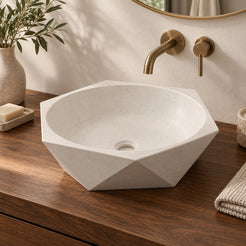 Syala Limestone Vessel Sink, second countertop lifestyle setting