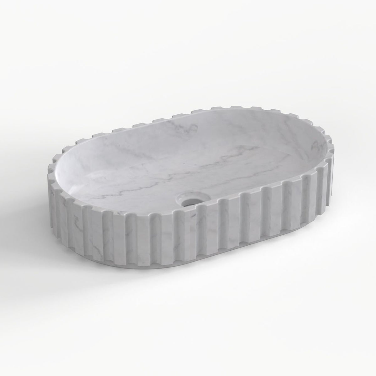 Sylvia Venice Marble Vessel Sink, overall shape and side profile