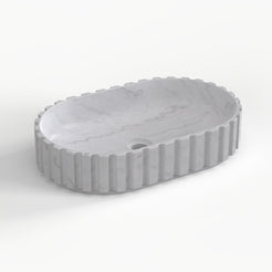 Sylvia Venice Marble Vessel Sink, overall shape and side profile