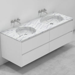 Taika Carrara White Marble Integrated Basin — alternate bathroom angle showing the bowl and surrounding stone