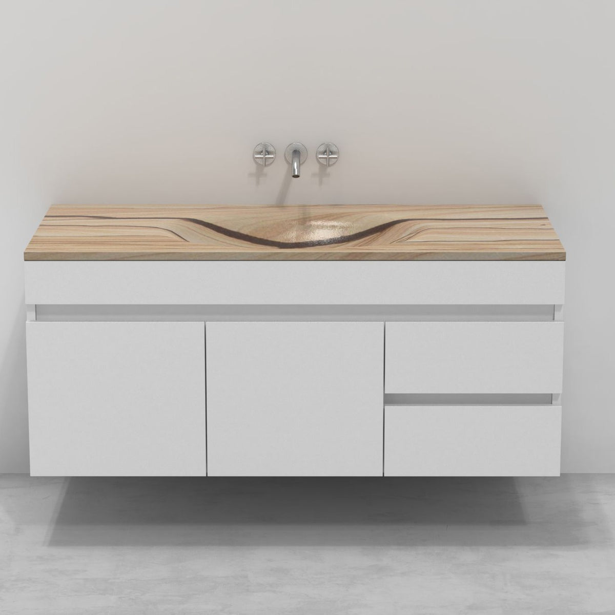 Taini Natural Sandstone Integrated Basin — front or elevated bathroom view showing the basin profile