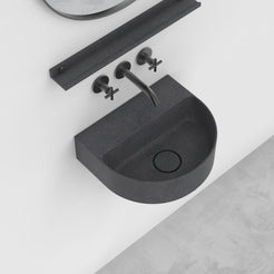 Tibota Neroco Granite Wall-Mounted Sink — front or elevated bathroom view showing the basin profile