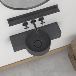 Tilda Neroco Granite Wall-Mounted Sink — alternate bathroom angle showing the bowl and surrounding stone