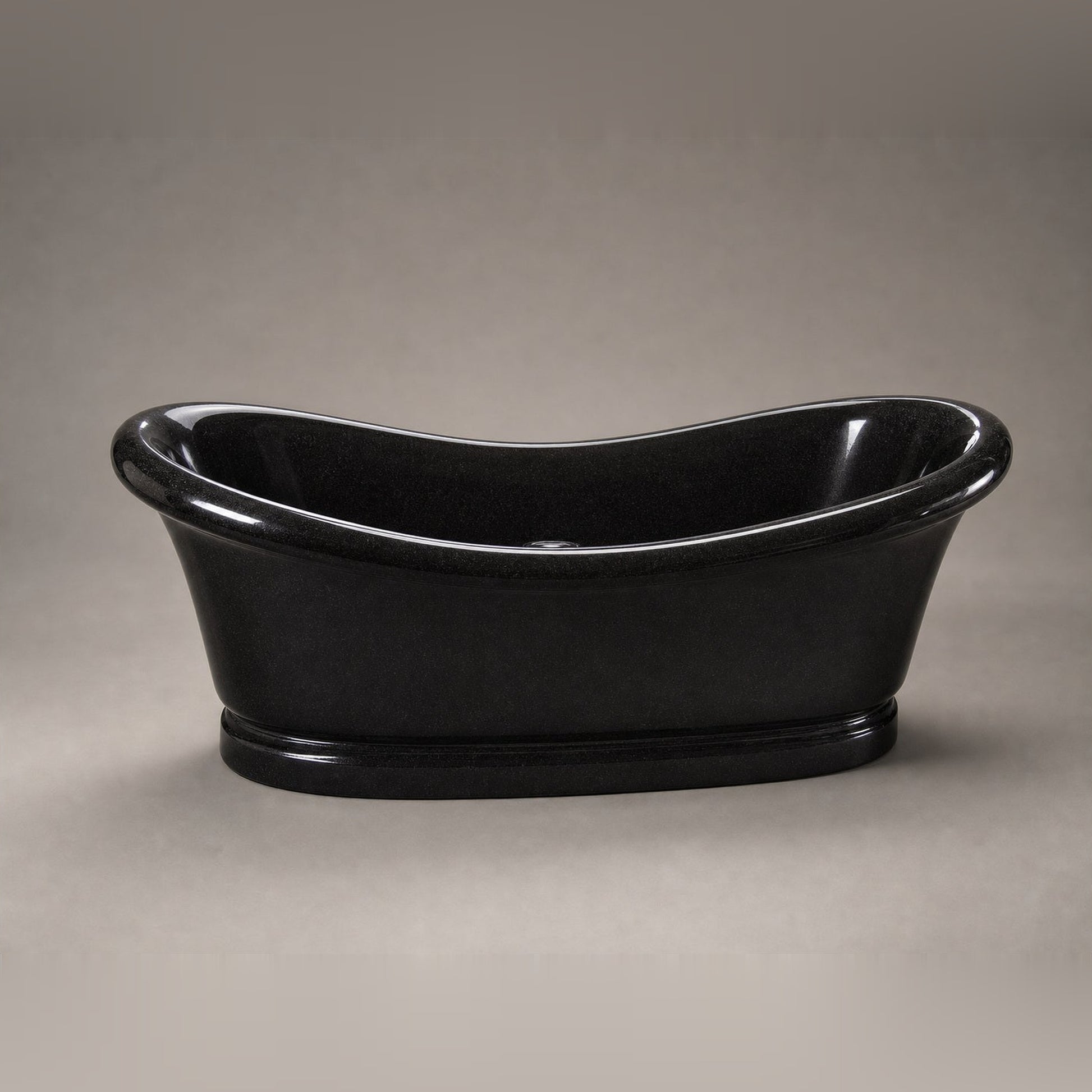 Vallora BT-037A Absolute Black Granite bathtub, complete studio product view 3; original silhouette and finish preserved