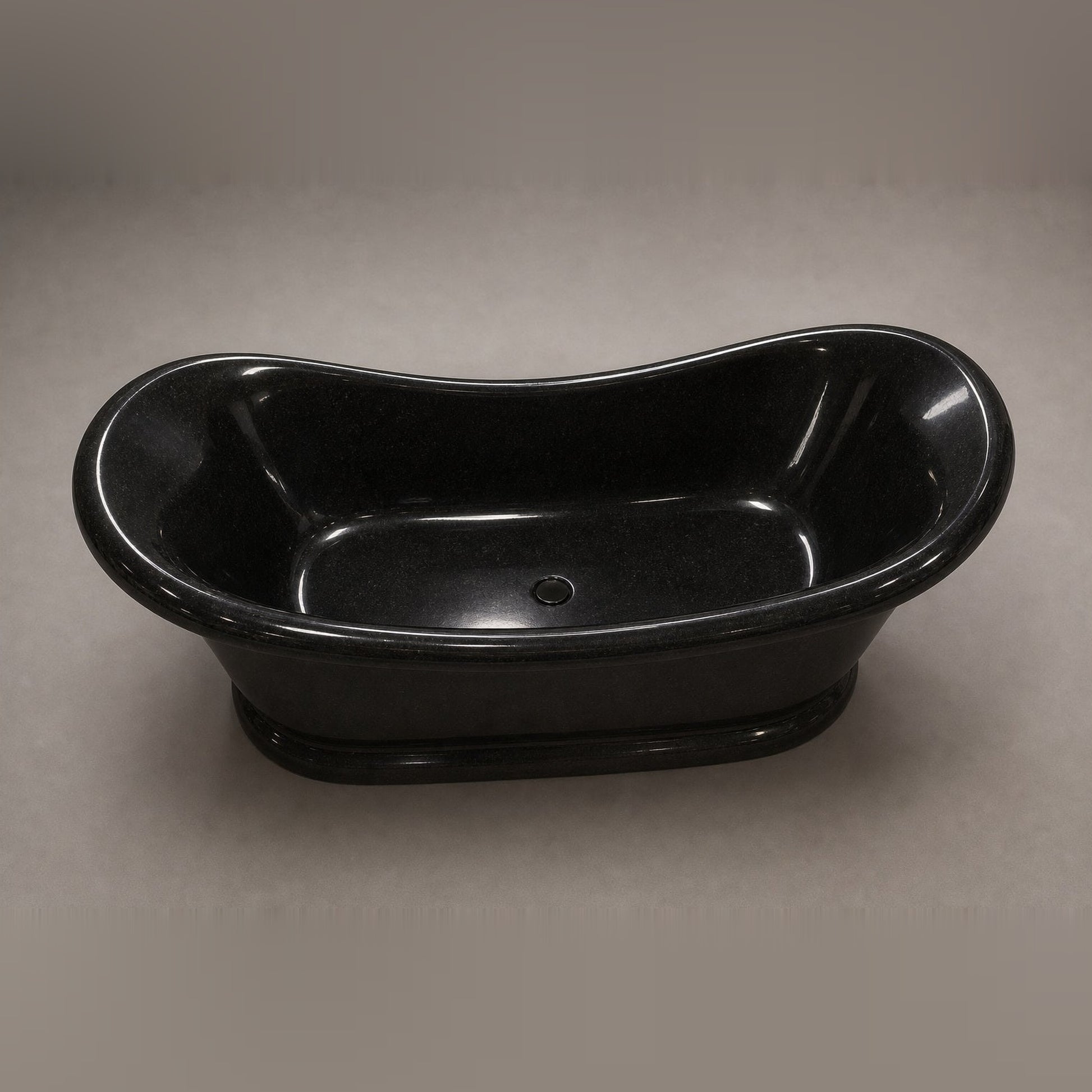 Vallora BT-037A Absolute Black Granite bathtub, complete studio product view 6; original silhouette and finish preserved