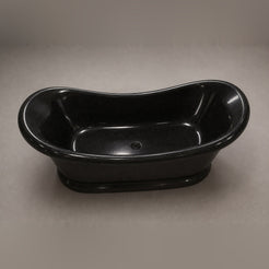 Vallora BT-037A Absolute Black Granite bathtub, complete studio product view 6; original silhouette and finish preserved