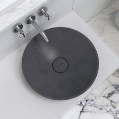 Vinita Neroco Stone Vessel Sink, interior, rim and material detail