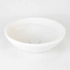Vinko Angelo White Marble Vessel Sink, overall shape and side profile