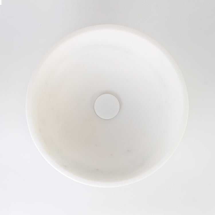 Vinko Angelo White Marble Vessel Sink, interior, rim and material detail