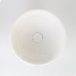 Vinko Angelo White Marble Vessel Sink, interior, rim and material detail