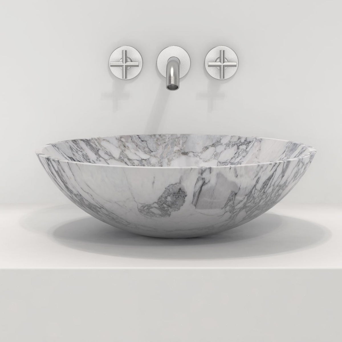 Vinko Arabescato Stone Vessel Sink, second countertop lifestyle setting