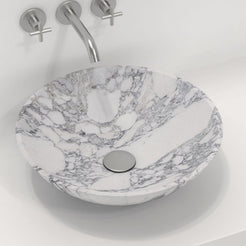 Vinko Arabescato Stone Vessel Sink, alternate countertop lifestyle angle
