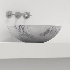 Vinko Arabescato Stone Vessel Sink, overall shape and side profile