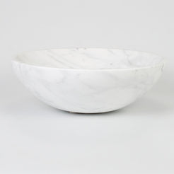 Vinko Carrara Marble Vessel Sink, overall shape and side profile