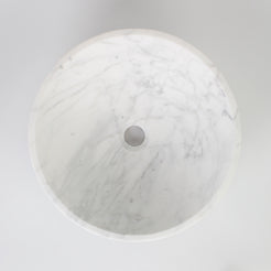 Vinko Carrara Marble Vessel Sink, interior, rim and material detail