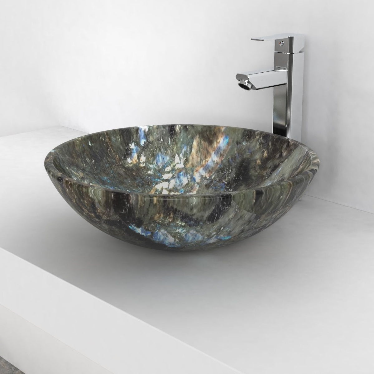 Vinko Celestia Blue Quartzite Vessel Sink, countertop hero lifestyle view