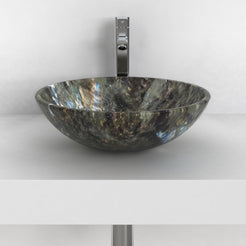 Vinko Celestia Blue Quartzite Vessel Sink, overall shape and side profile