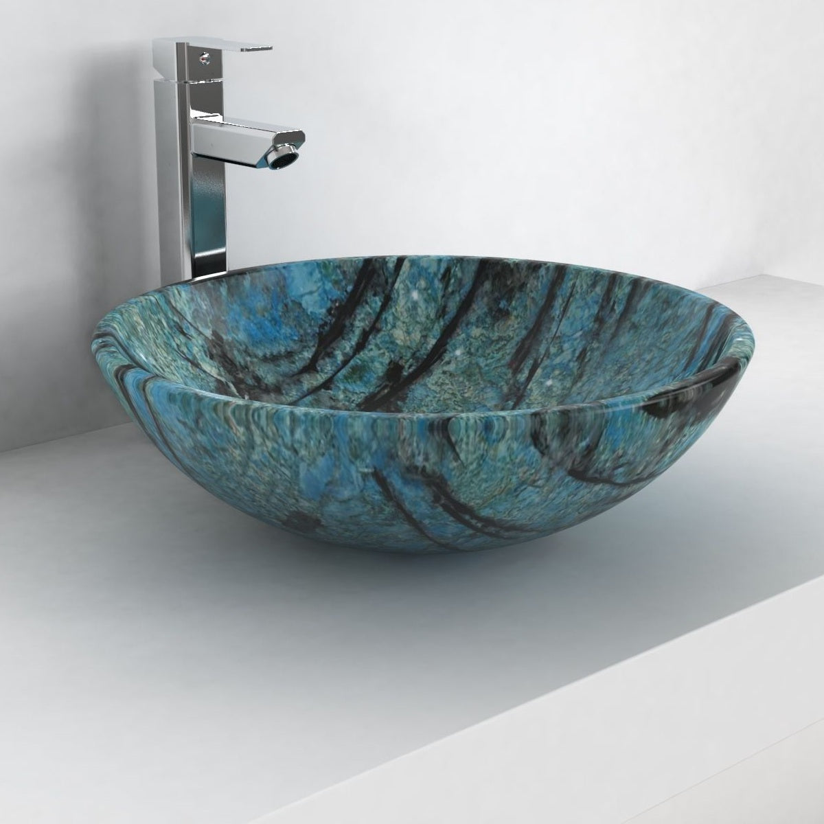 Vinko Danube Blue Quartzite Vessel Sink, second countertop lifestyle setting