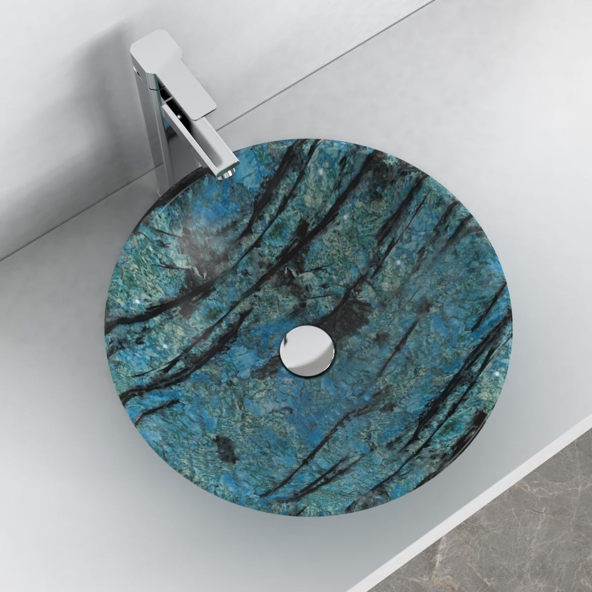Vinko Danube Blue Quartzite Vessel Sink, alternate countertop lifestyle angle