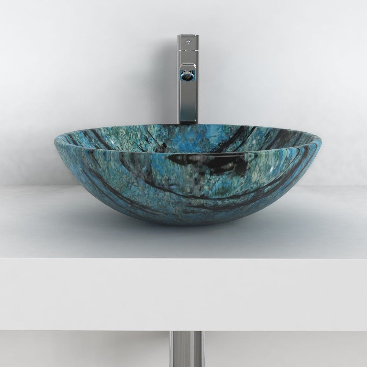 Vinko Danube Blue Quartzite Vessel Sink, overall shape and side profile