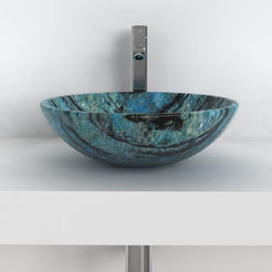 Vinko Danube Blue Quartzite Vessel Sink, overall shape and side profile