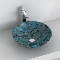 Vinko Danube Blue Quartzite Vessel Sink, interior, rim and material detail