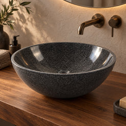 Vinko Dorata G654 Stone Vessel Sink, second countertop lifestyle setting
