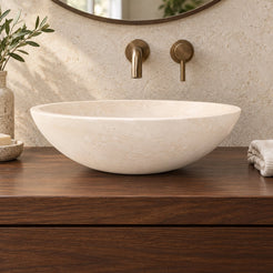 Vinko Galala Stone Vessel Sink — low frontal bathroom lifestyle