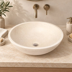 Vinko Galala Stone Vessel Sink, countertop hero lifestyle view