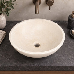 Vinko Galala Stone Vessel Sink, alternate countertop lifestyle angle