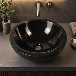 Vinko Neroco Stone Vessel Sink, alternate countertop lifestyle angle
