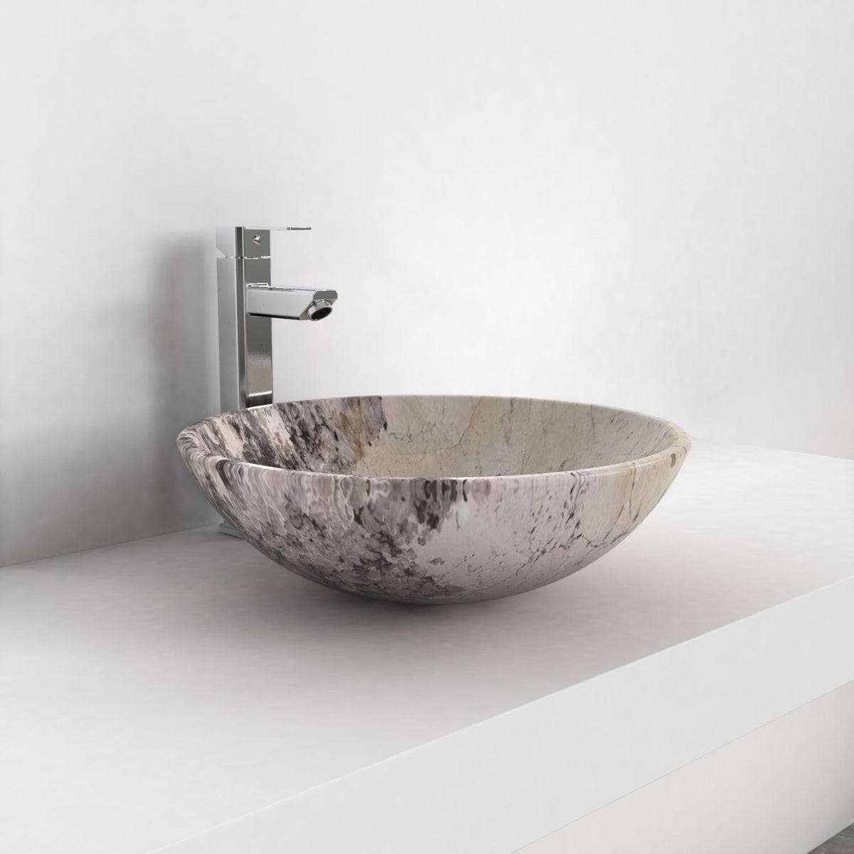 Vinko Pandora Blanc Quartzite Vessel Sink, second countertop lifestyle setting