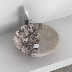Vinko Pandora Blanc Quartzite Vessel Sink, interior, rim and material detail