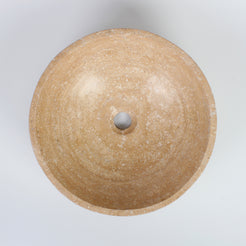 Vinko Travertino Romano Travertine Vessel Sink, interior, rim and material detail