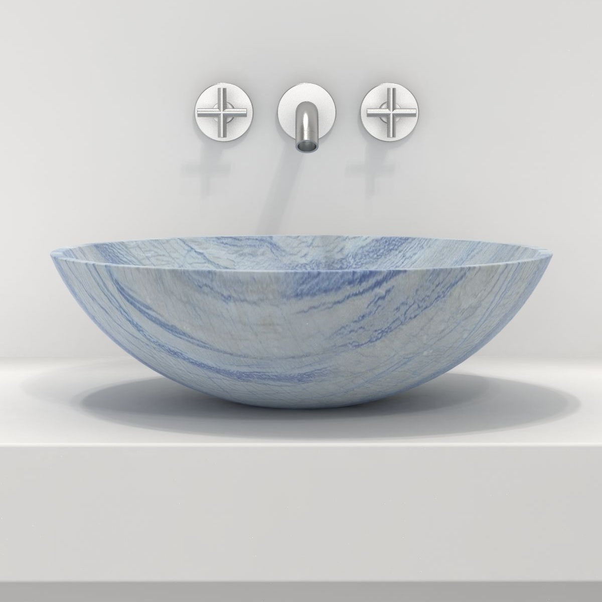 Vinko Azura Blue Quartzite Vessel Sink, overall shape and side profile