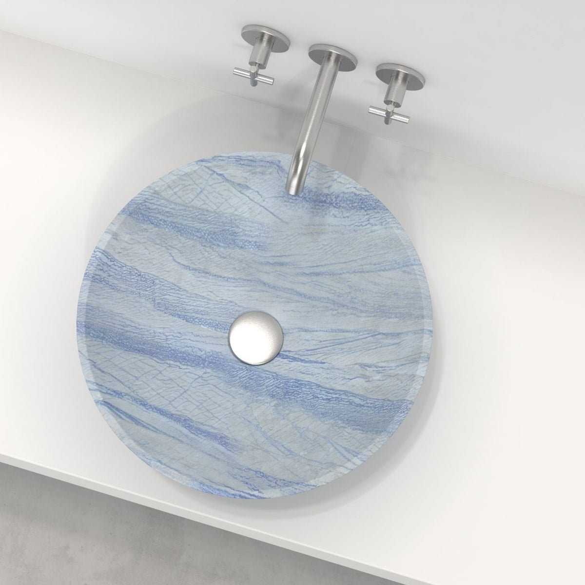 Vinko Azura Blue Quartzite Vessel Sink, interior, rim and material detail